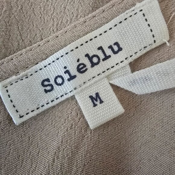 LACE FRONT BOHO STYLE DRESS BY  SOIEBLEU TAN LONG SLEEVE SIZE MEDIUM - Picture 3 of 6